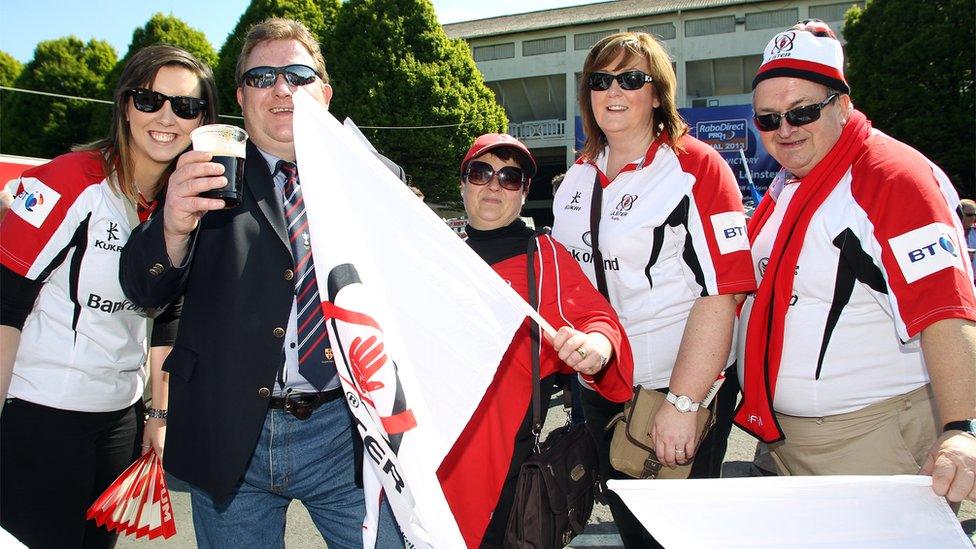 Ulster fans gather outside the ground before the Pro12 decider