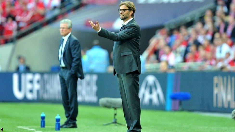 Bayern Munich boss Jupp Heynckes (left) and Borussia Dortmund coach Jurgen Klopp