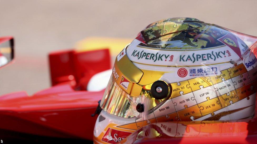 Fernando Alonso wearing a new helmet