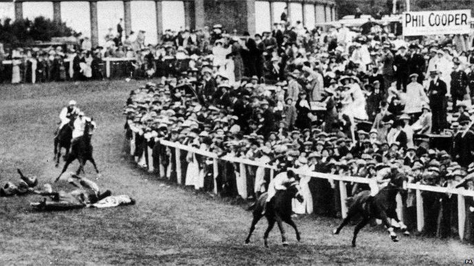 Emily Davison hit by the King's horse