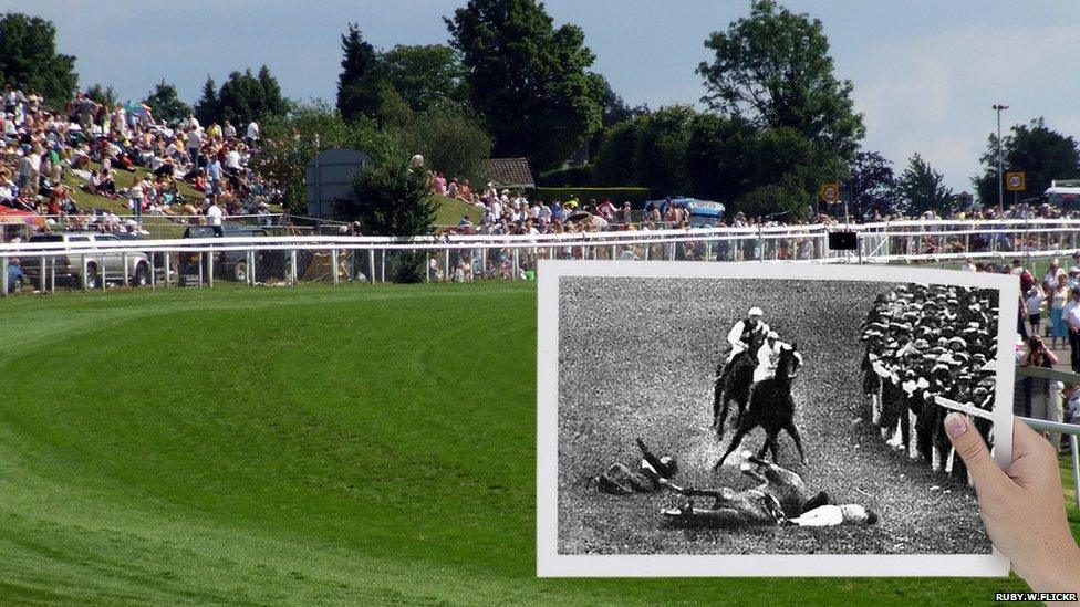 The site of the collision between Emily Davison and Anmer at Tattenham Corner. Photo by Ruby.W.Flickr