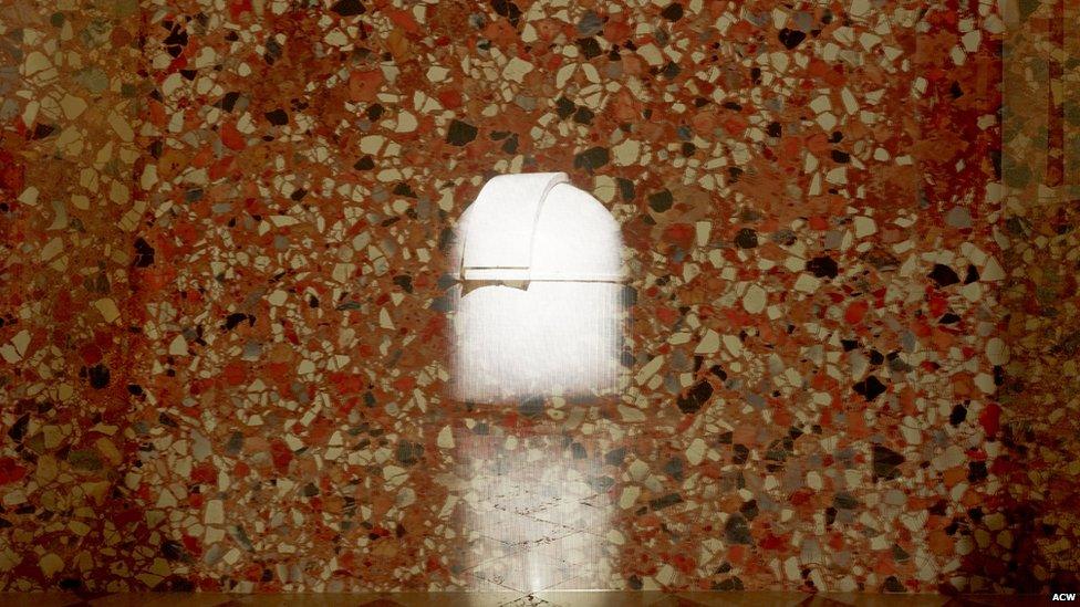 Observatory image on terrazzo floor.