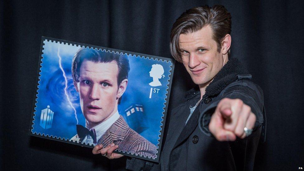 Matt Smith with his 50th anniversary stamp