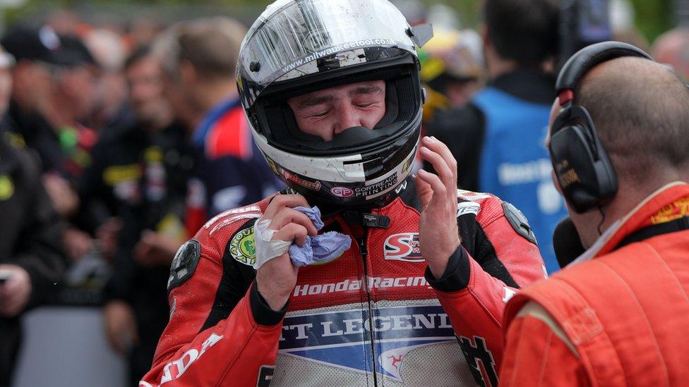 An emotional Michael Dunlop after fulfilling his dream of clinching Superbike success at the Isle of Man TT Races