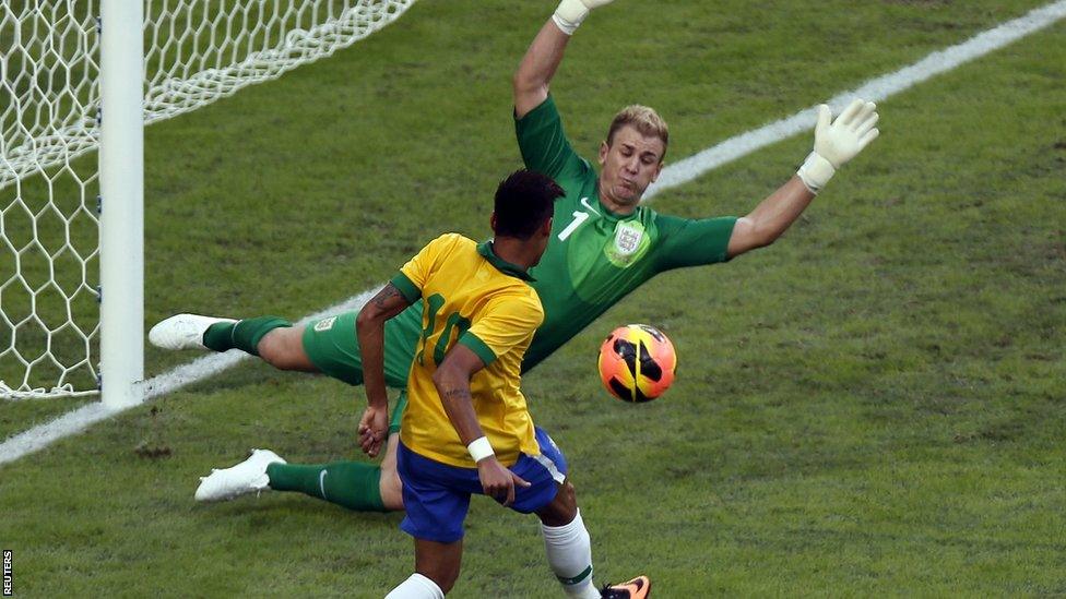 Joe Hart saves from Neymar