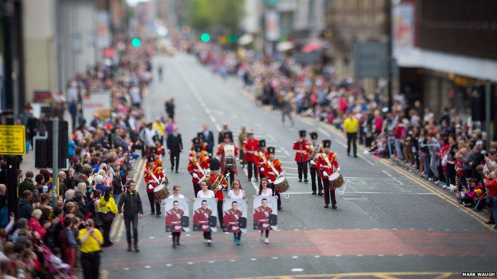 Tribute to Drummer Lee Rigby in Manchester Day Parade