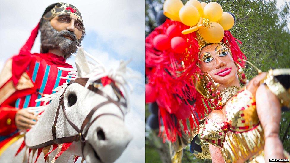 Giant puppets in Manchester Day Parade