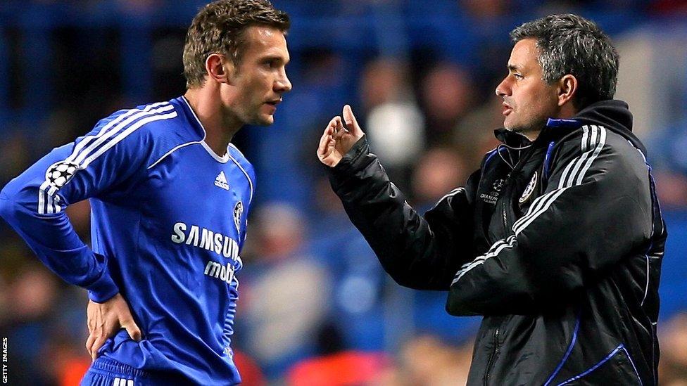 Andriy Shevchenko with Jose Mourinho