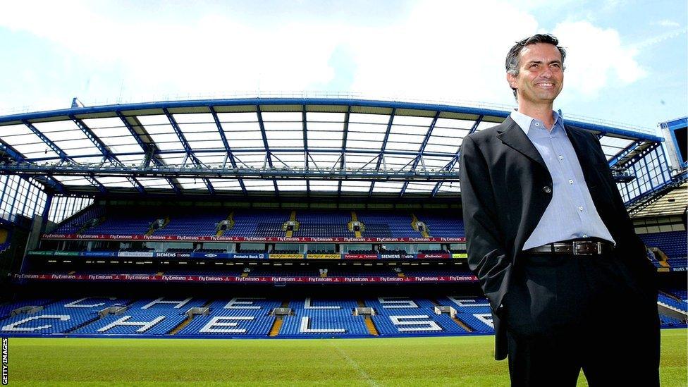 Jose Mourinho poses at Stamford Bridge