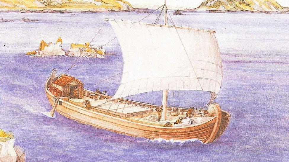 Artist's impression of Asterix, Gallo-Roman vessel found off Guernsey. Drawn by Penny Dorey