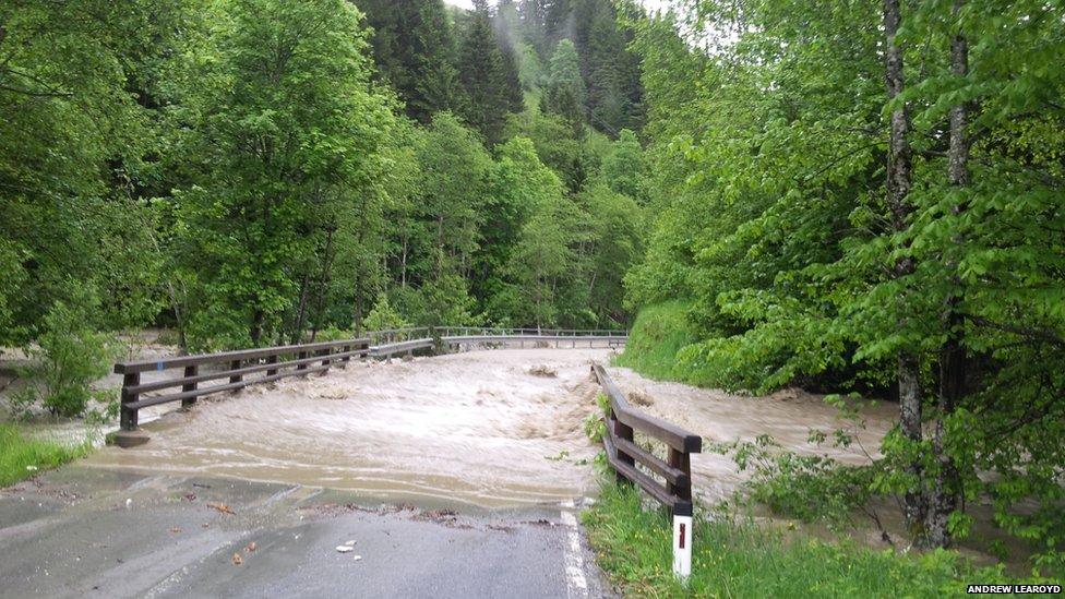 Flooded road on the way to Salzburg. Photo: Andrew Learoyd