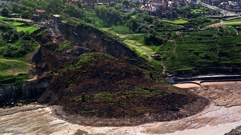 Aerial view of Holbeck Hall site after landslip