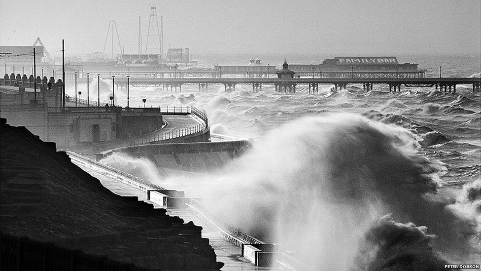 Stormy day on Blackpool’s coast, Lancashire by Peter Dobson