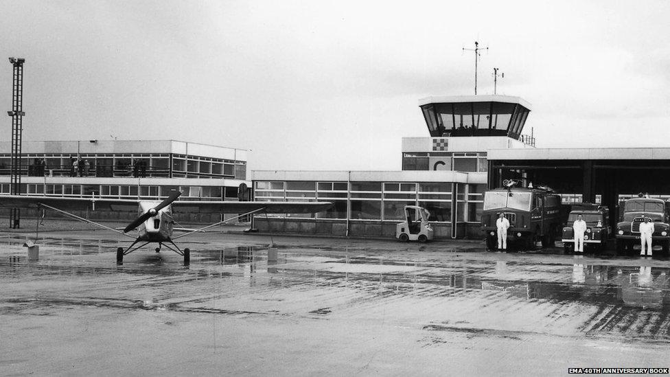 Fire crews at East Midlands Airport, 1965