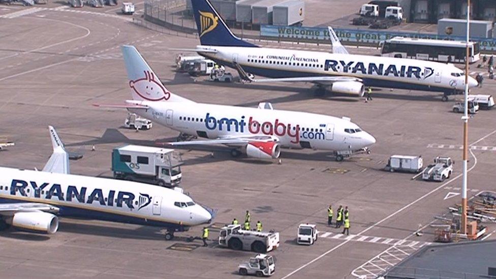 Ryanair aircraft at East Midlands Airport