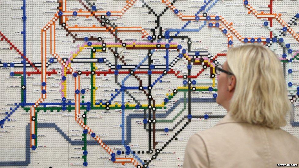 Tube map made of Lego