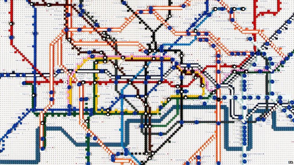 Tube map made of Lego