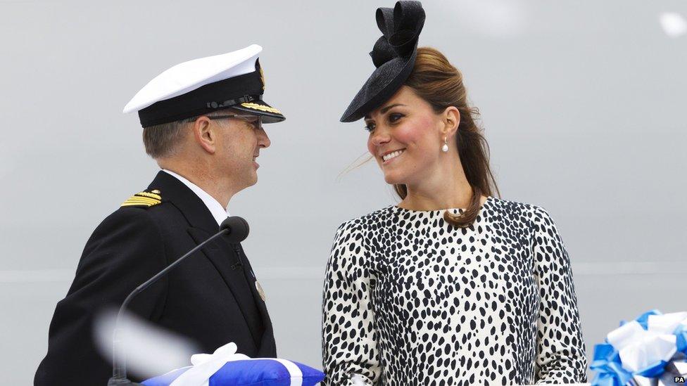 Duchess of Cambridge with ship captain Tony Draper