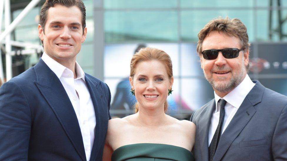 Henry Cavill, Amy Adams and Russell Crowe