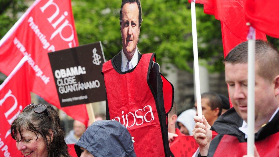 A cardboard cut-out of David Cameron was brought to the anti-G8 protest