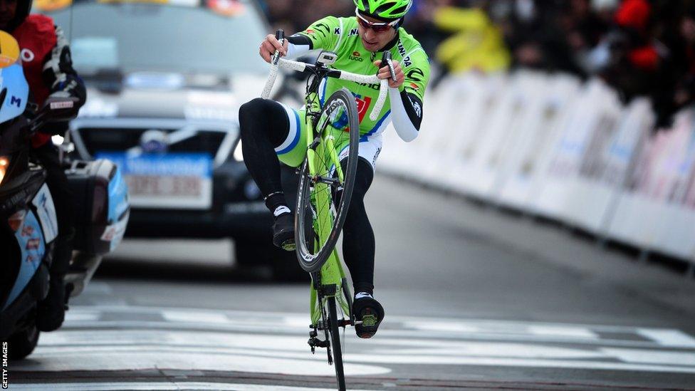 Slovakia's Peter Sagan winning Gent-Wevelgem