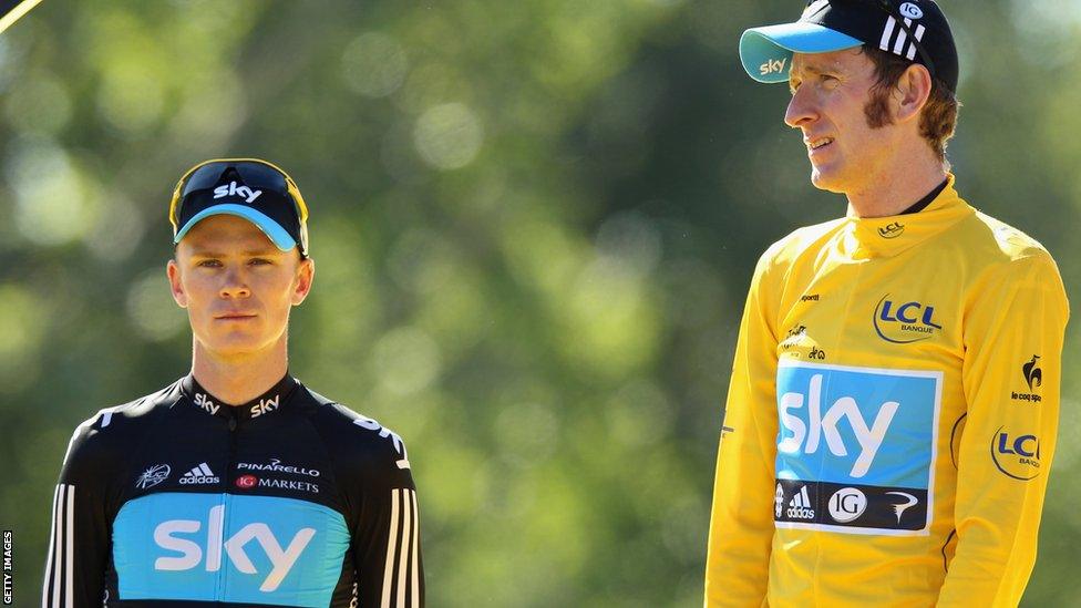 British cyclists Chris Froome and Sir Bradley Wiggins