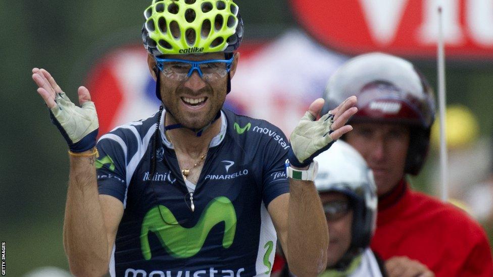 Spain's Alejandro Valverde winning stage 17 of the 2012 Tour de France