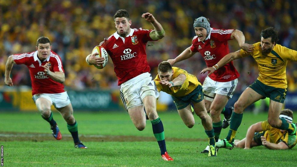 Alex Cuthbert scores for the Lions