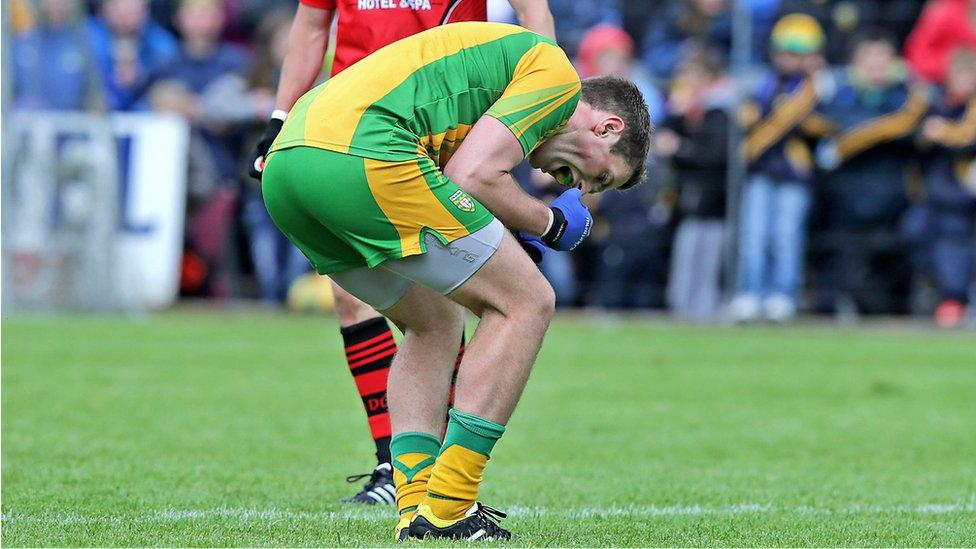 Declan Walsh celebrates as the final whistle is blown at the end of Donegal's three-point win over Down in the 2013 Ulster football semi-final