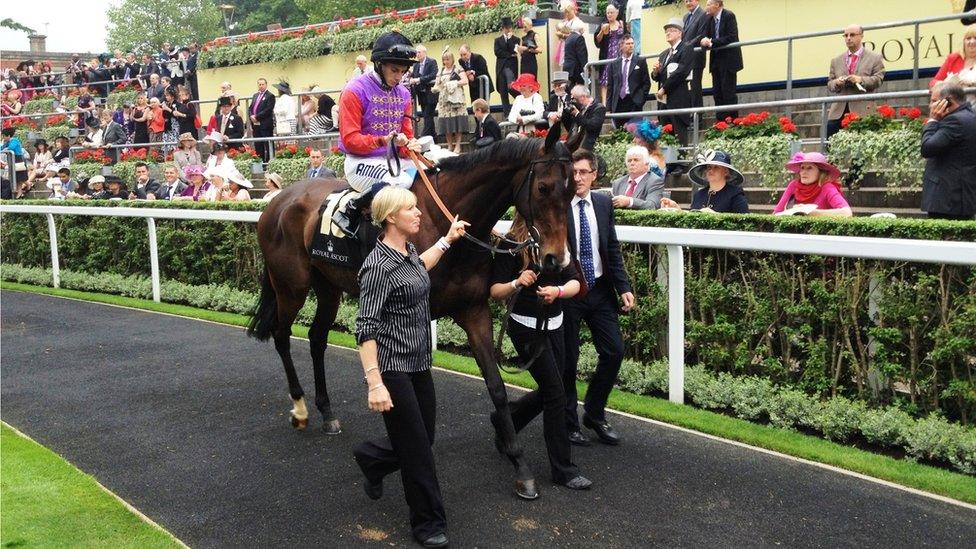 Ryan Moore and Estimate in the parade ring