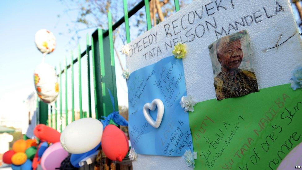 Balloons and letters from well-wishers outside the Medi-Clinic Heart Hospital in Pretoria on 24 June 2013
