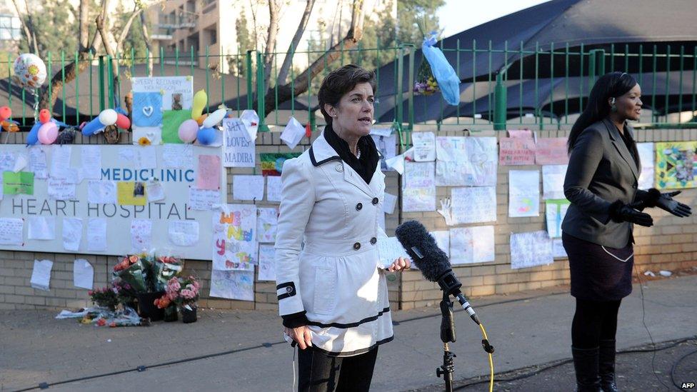 Journalists outside the Medi-Clinic Heart Hospital in Pretoria on 24 June 2013