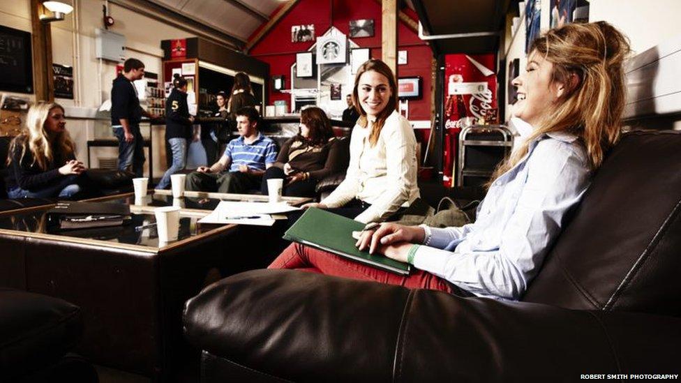 Students relax in a common room