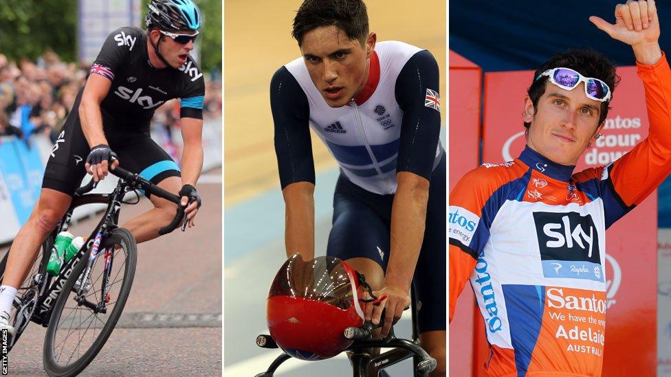 (l-r) Ian Stannard, Peter Kennaugh and Geraint Thomas