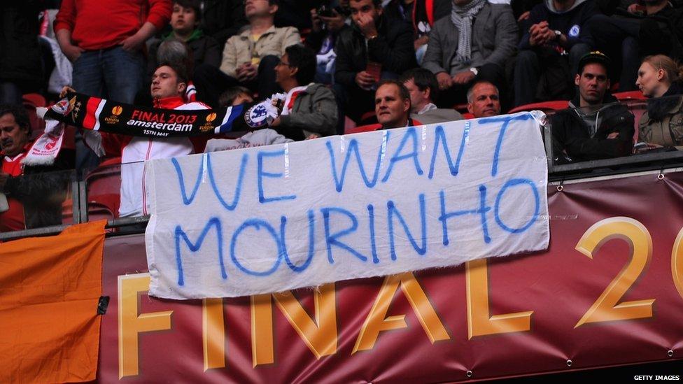 Some Chelsea fans show their support for former manager Jose Mourinho