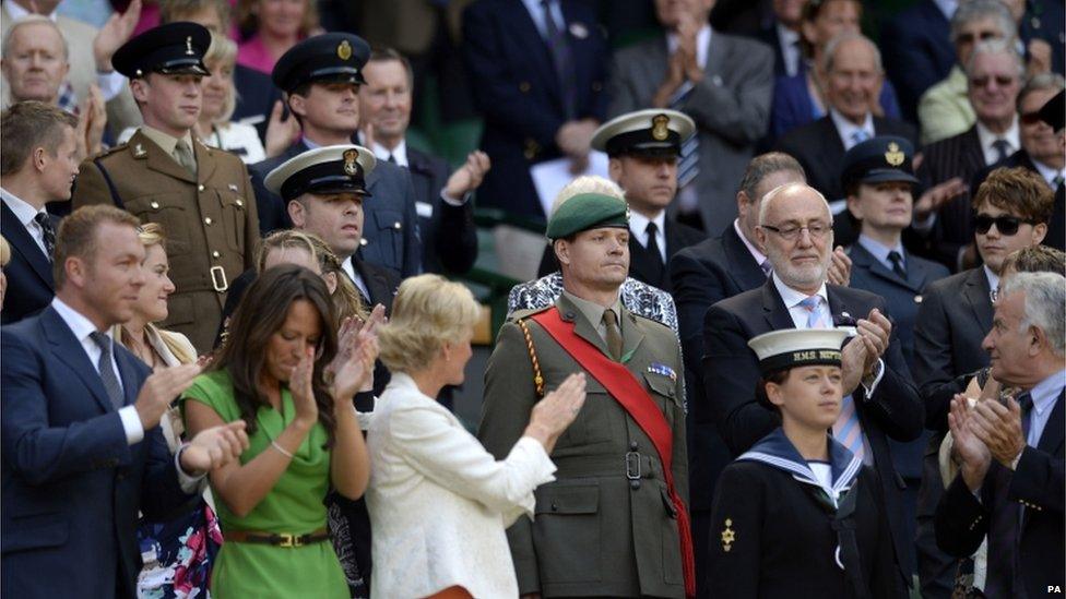 Members of the Armed Forces were applauded at the Wimbledon tennis championship