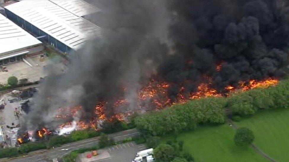 Aerial photograph of the Smethwick fire