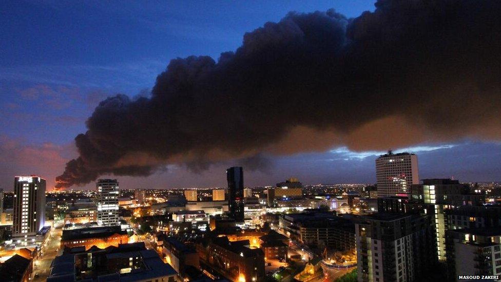 Smoke seen from Birmingham City Centre by Masoud Zakeri