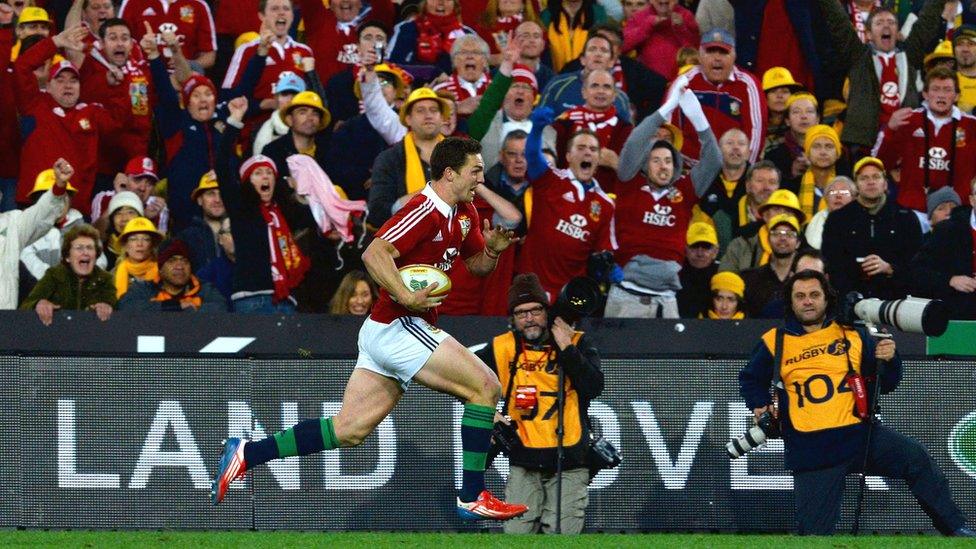 George North powers over for the Lions' third try