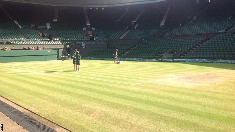 Line repainting at Centre Court