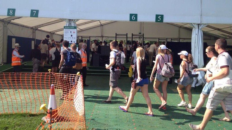 Crowds enter Wimbledon on the final day