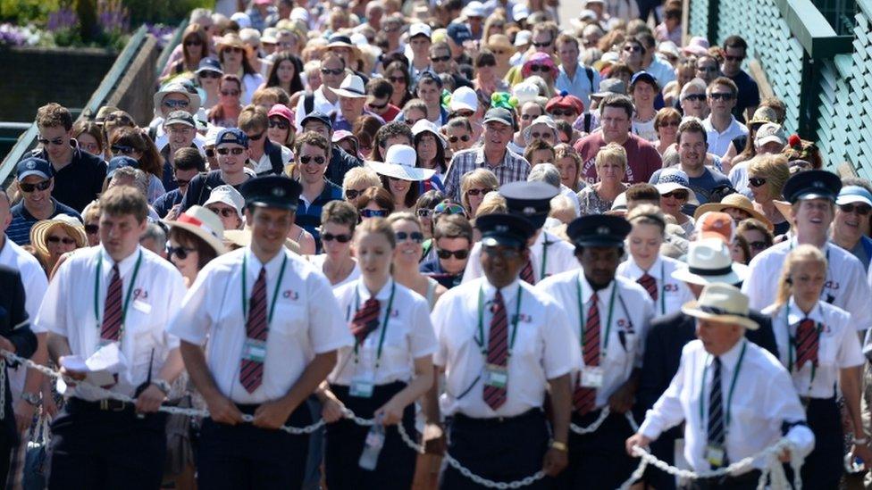 Fans who did not have tickets for centre court were walked to Murray Mount, where the match was shown on big screens.