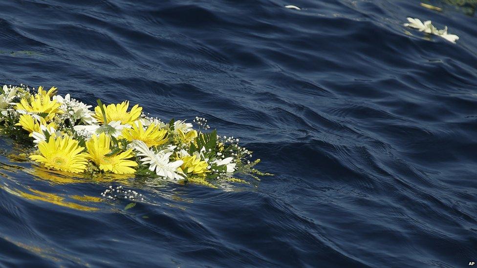 Wreath thrown by Pope Francis into water off Lampedusa