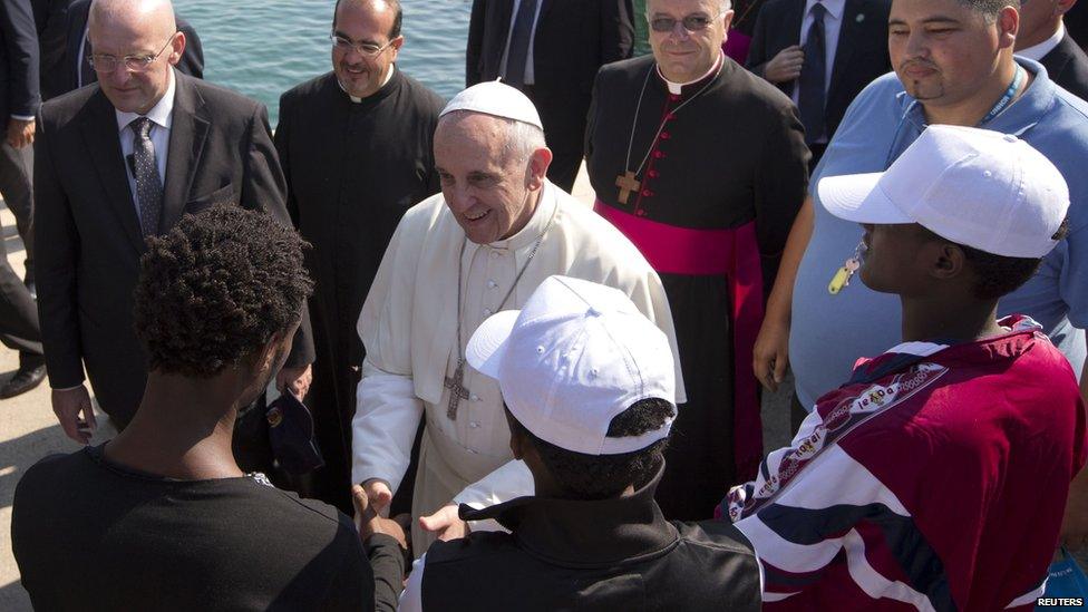 Pope Francis meets locals on Lampedusa