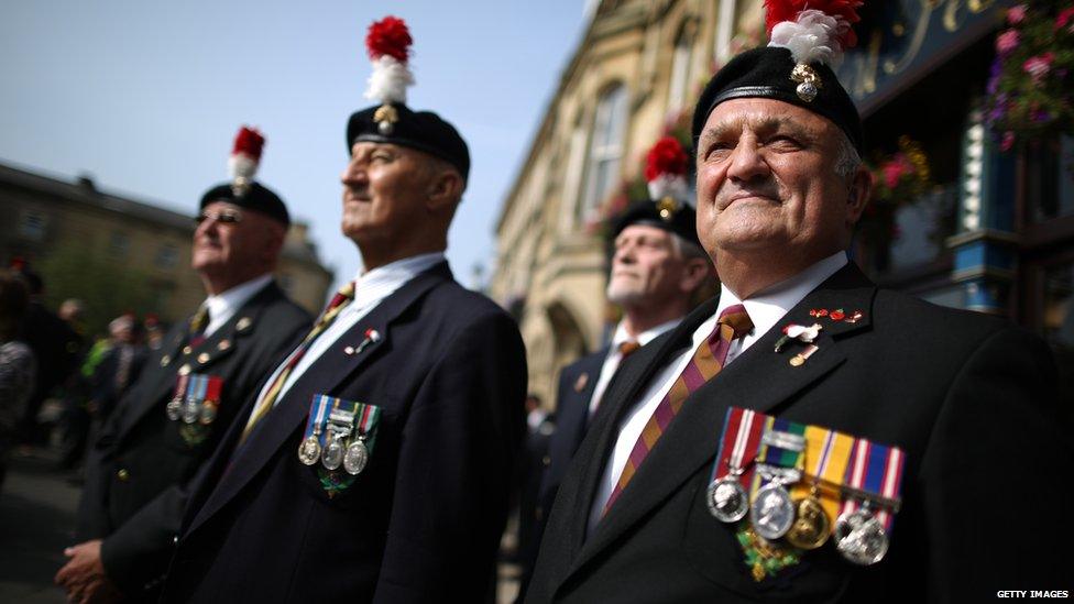 A group of veterans at the funeral service for Fusilier Lee Rigby