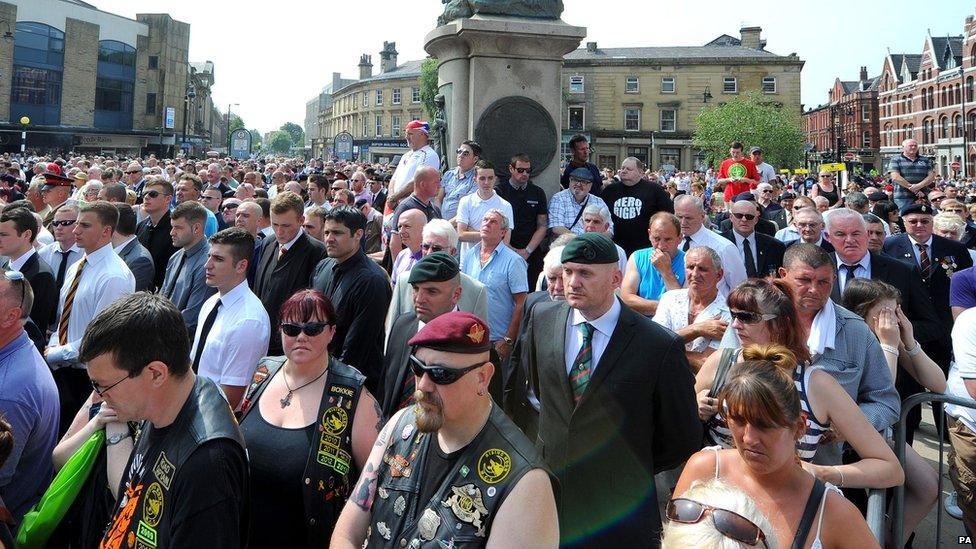 Crowds outside the church