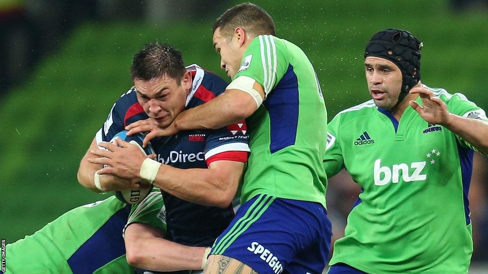 Gareth Delve ends his stint in Australia by leading Melbourne Rebels as they beat the Highlanders 38-37 in the Super XV