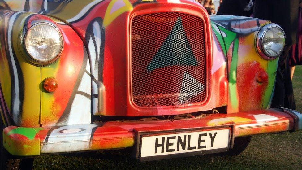 A decorated car at Henley Festival