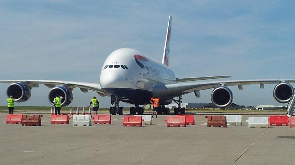 British Airways Airbus A380 at Manston Airport