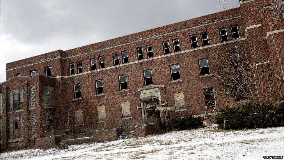 An abandoned hospital in Detroit in February 2013